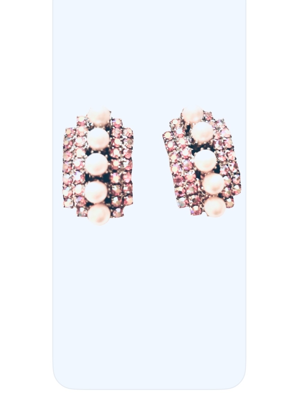 Vintage Aurora Borealis with Pearls Clip on Earrings